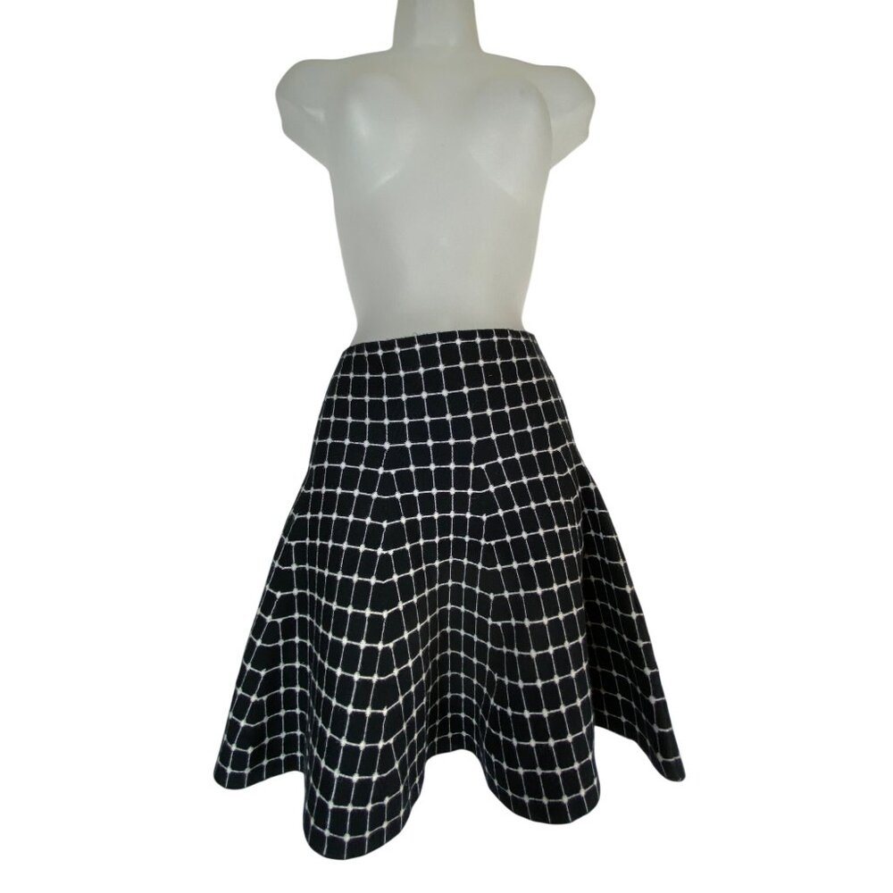 Max Edition Black White Grid A-Line Skirt S/M Modern Classic Knit Punk Flare Y2K